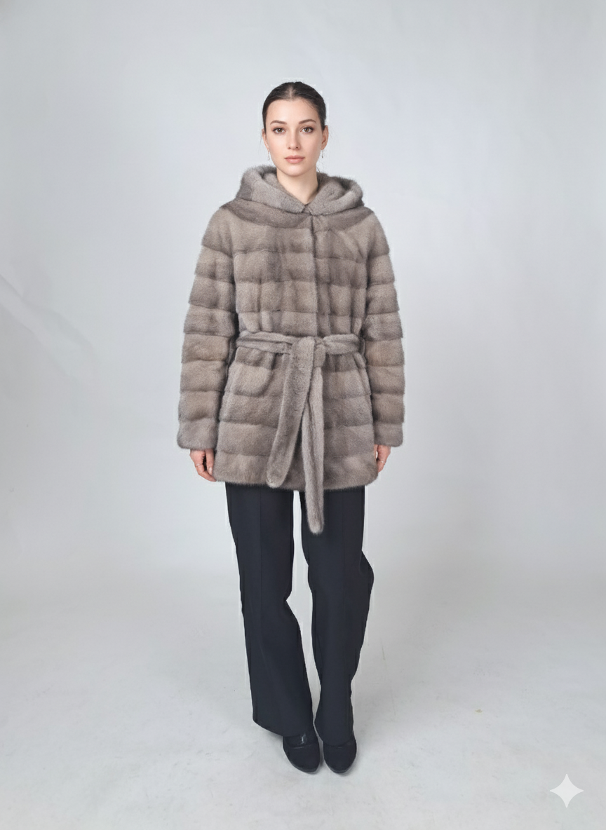 Victoria, 75 cm. - Cappuccio - Mink - Donne - Silver Blue