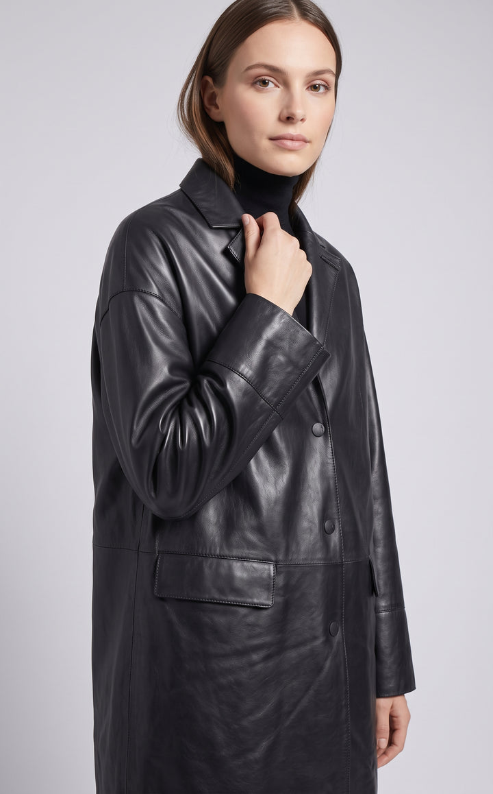 Muffin Largo, 90 cm. - Collar - Piel Cordero Malli - Mujer - Negro