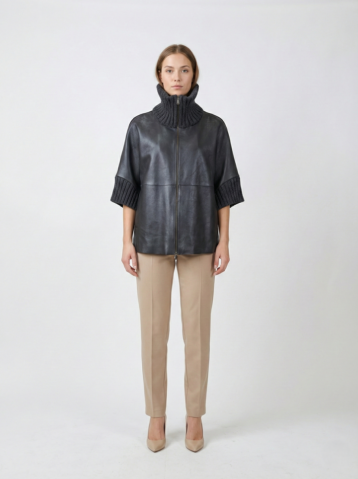 Flora Cape - Lamb Leather - Women - Black