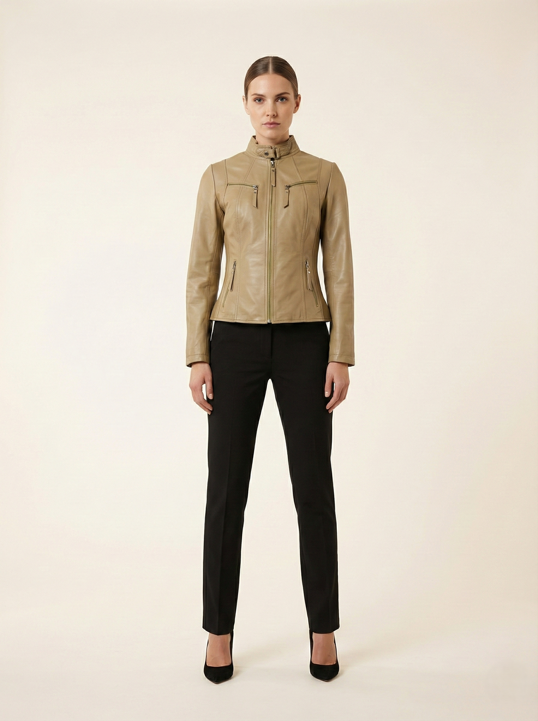 P 14-01, 55 cm. - Lamb Olive Tanned Leather -Wome - Olive