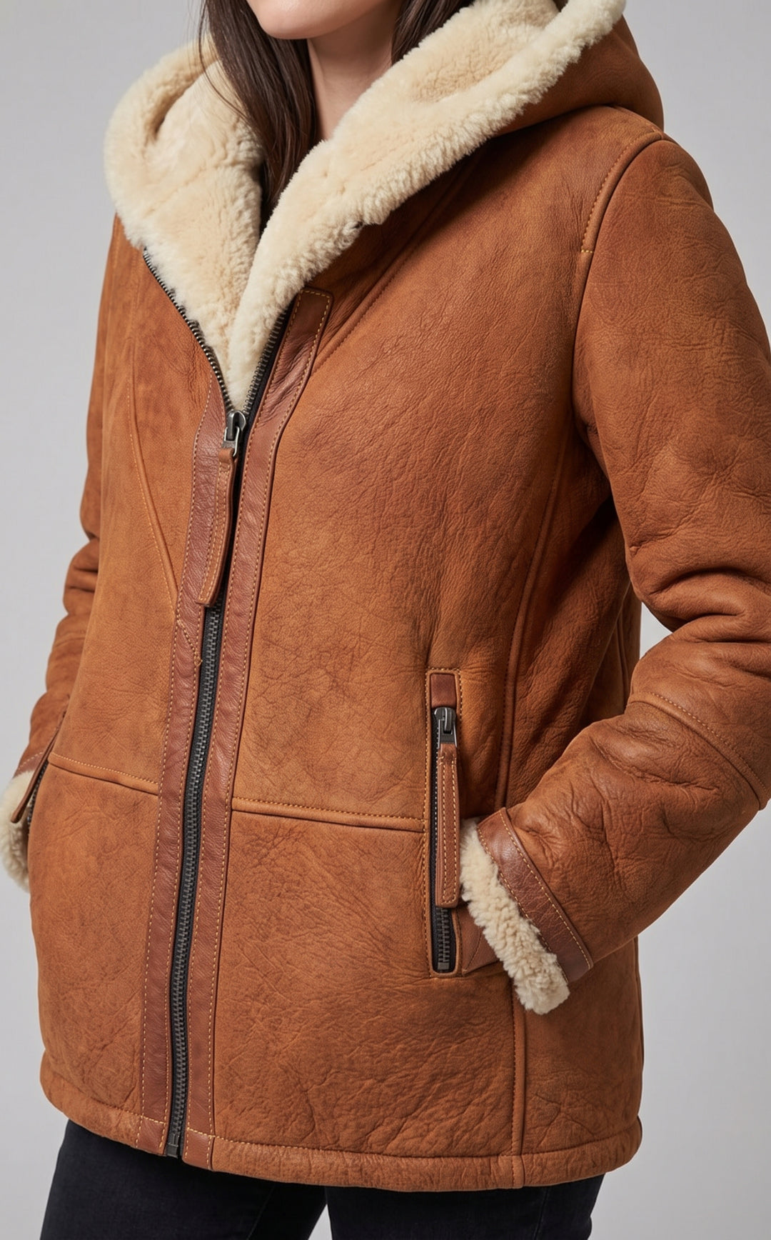 Giunina, 70 cm. - Nappa Lamb Crack Washed -Donna - Cognac