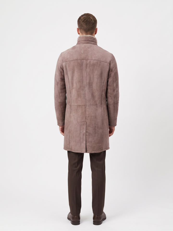 Carlos, 100 cm. - Cuello - Abrigo Ante Cordero - Hombre - Roble Oscuro