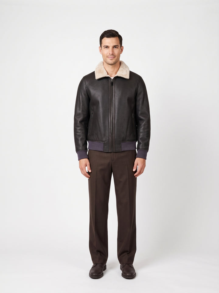 Iker, 66 cm. - Collar Nappa Lamb Crack - Man Dark Brown