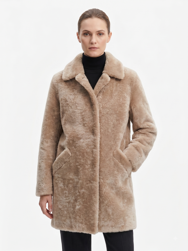 Curly Lamb 85 cm. - Beige - Women
