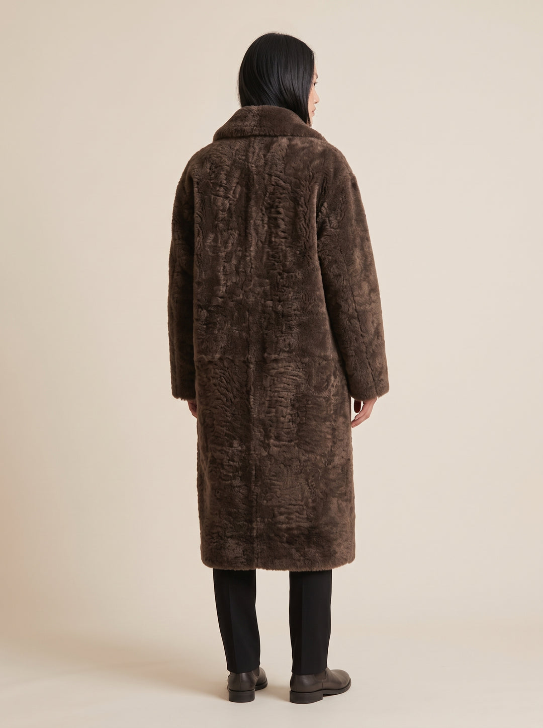 Hella, 95 cm. - Kragen - Curly Lamb - Damen - Y-Braun