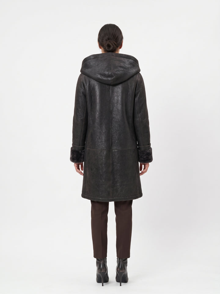 969, 90 cm. - Huppu - Nappa Lamb Crack - Naiset - Ruskea / Lamme Pels - Levinsky - Kvinde