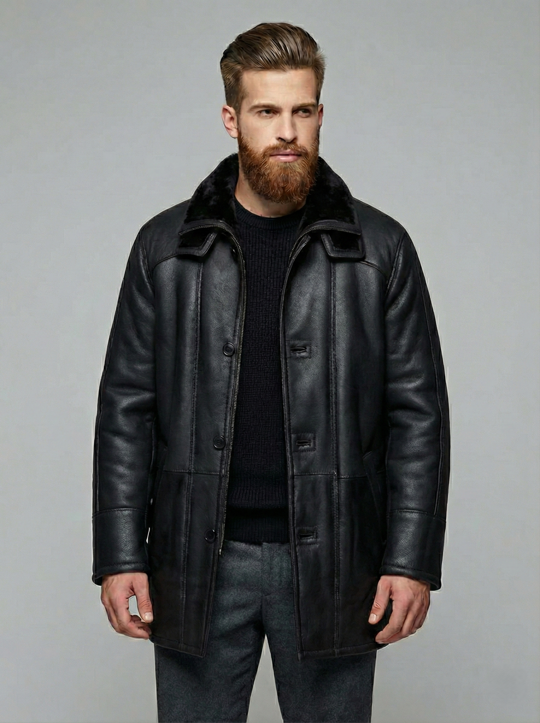 Owen, 85 cm. - Nappa Lamb Crack - Mann - Svart