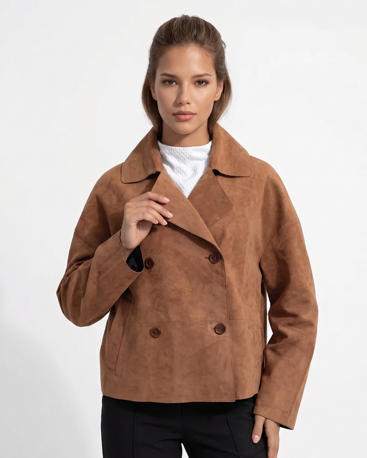 Adrina, 56 cm. - Geitensuèdeleer - Dames - Cognac
