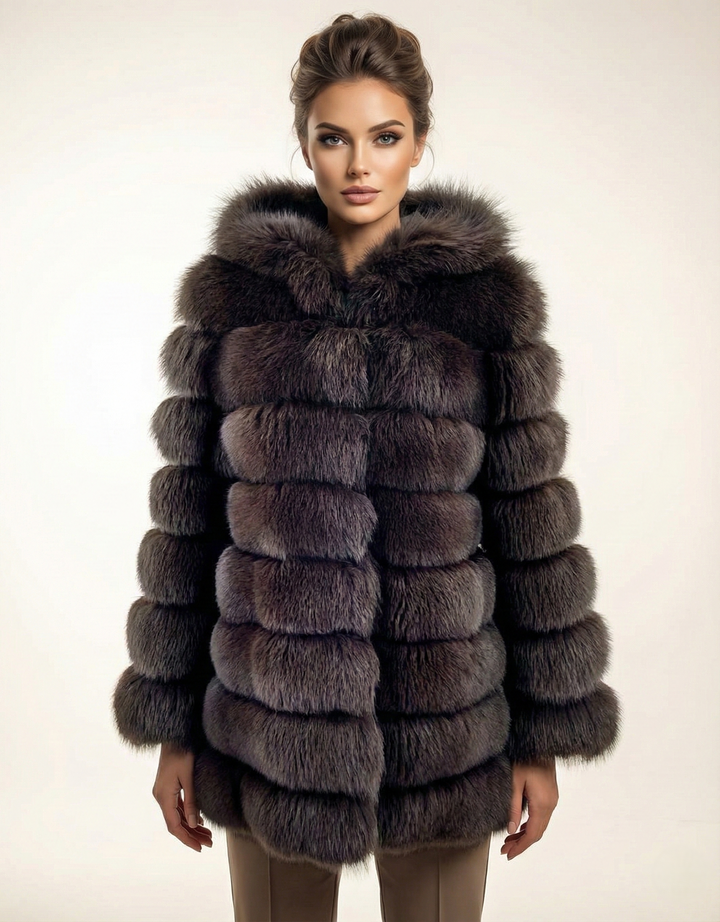 Petrovski, 80 cm. - Huva - Blue Fox Jacket - Dam - Army