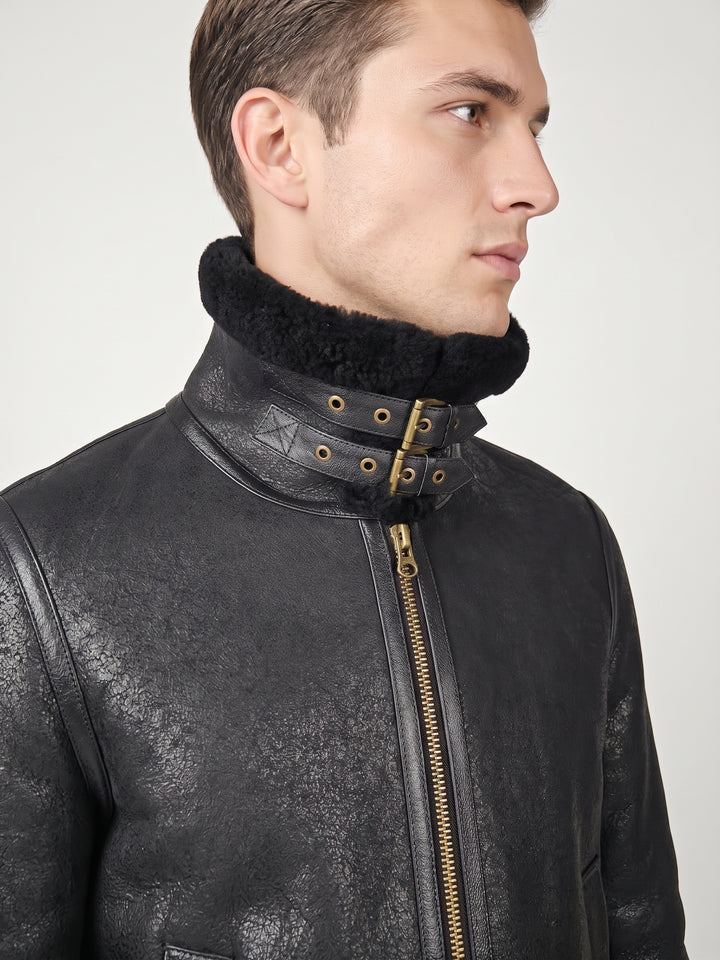 Joost, 68 cm. Nappa Lamb Crack Washed - Man Black