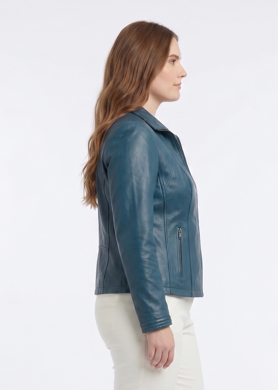 P 14-02 – Komfort – Lamm-Malli-Lederjacke – Damen – Kobaltblau
