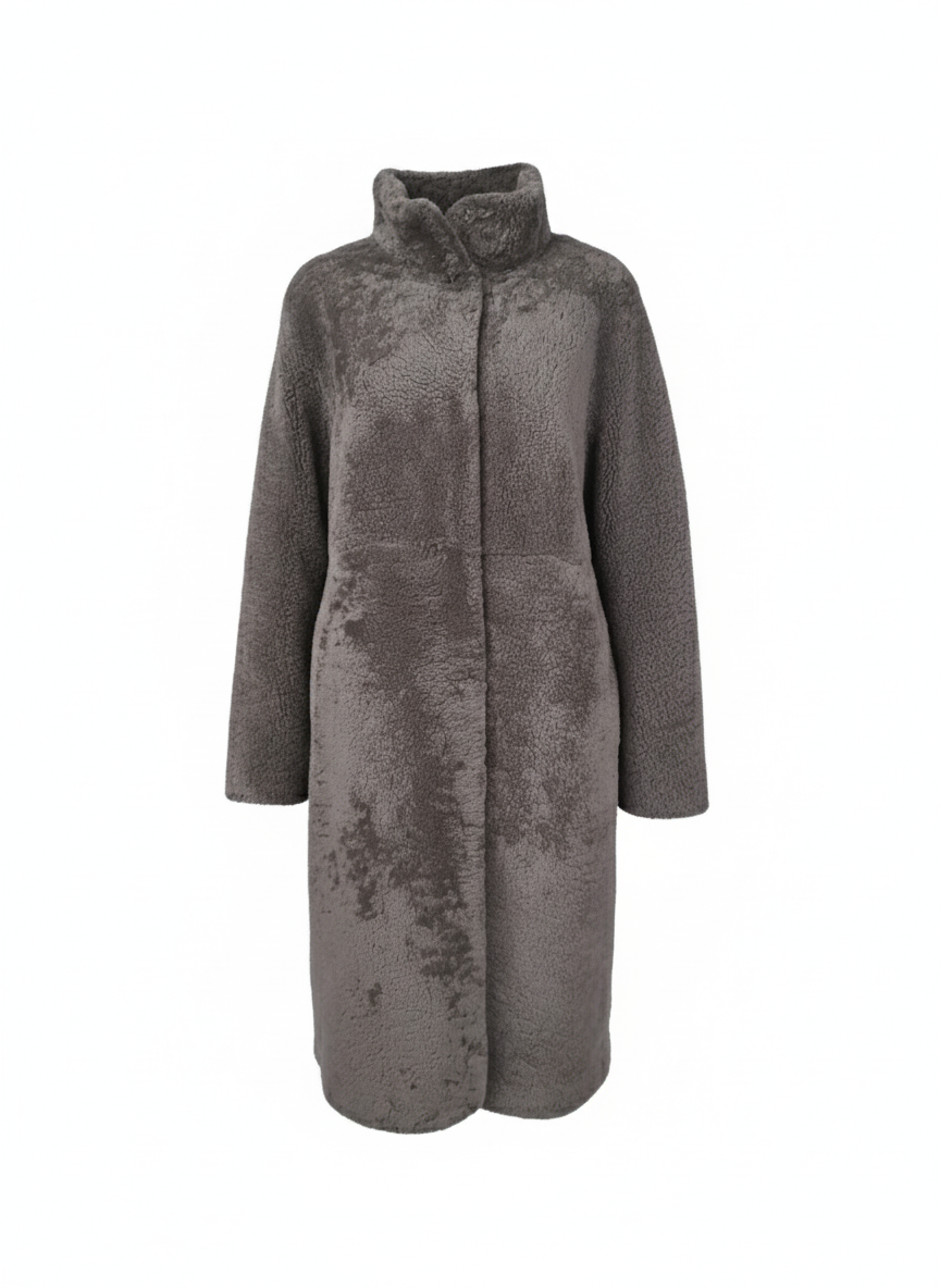 Filuka, 100 cm. - krage - krøllete lam - kvinner - taupe