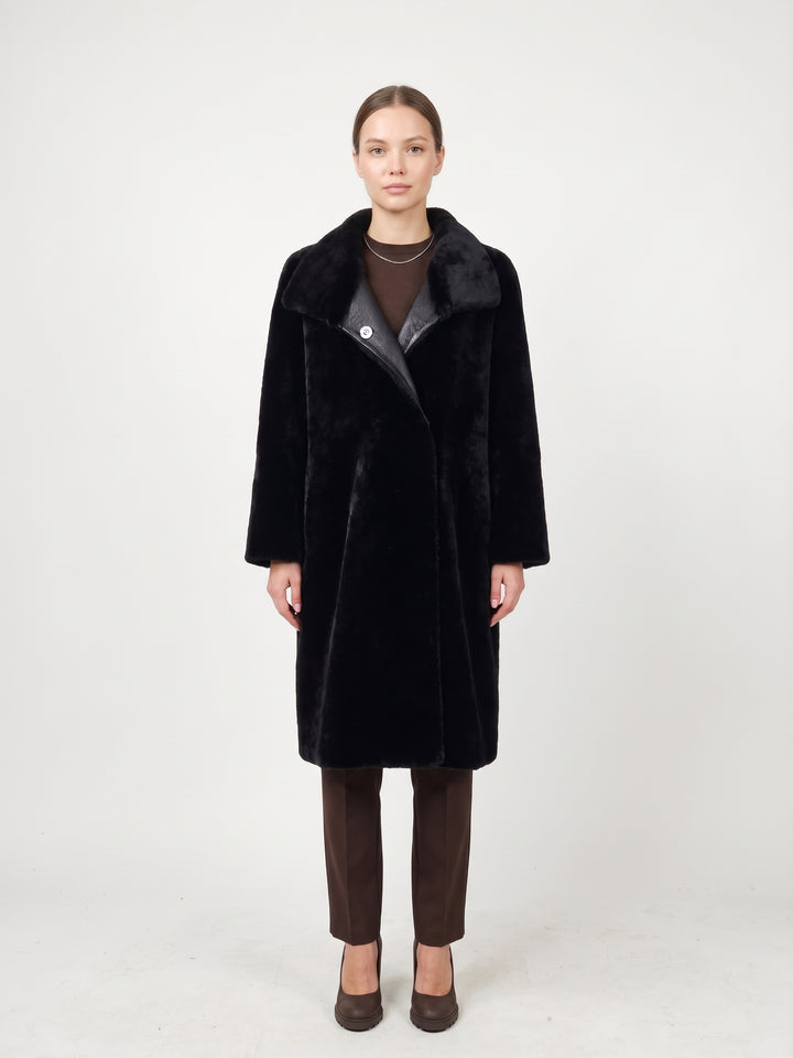 Jamie, 105 cm. - Colletto - Agnello Nappa - Donna - Nero