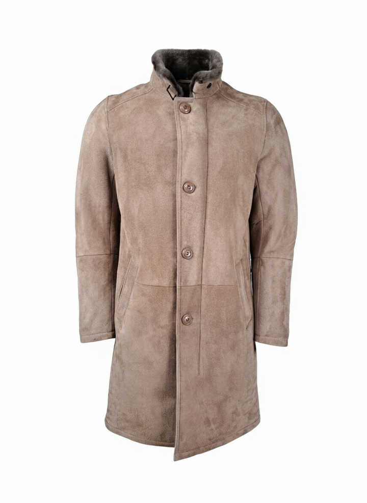 Carlo, 100 cm. - Collar - Suede Lamb - Man - Dark Oak