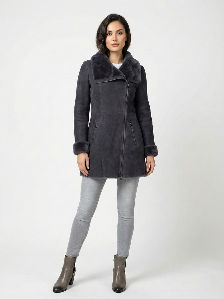 Monroe, 80 cm. - Suede lamb - Konur - Segred Grey