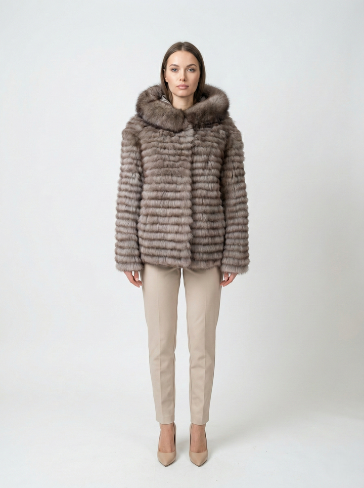 Journet, 65 cm. - Capuche - Renard - Femme - Sable