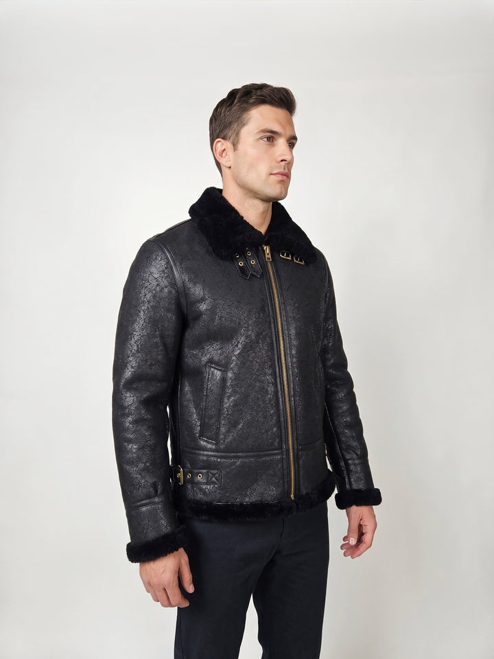 Joost, 68 cm. Nappa Lamb Crack Washed - Man Black