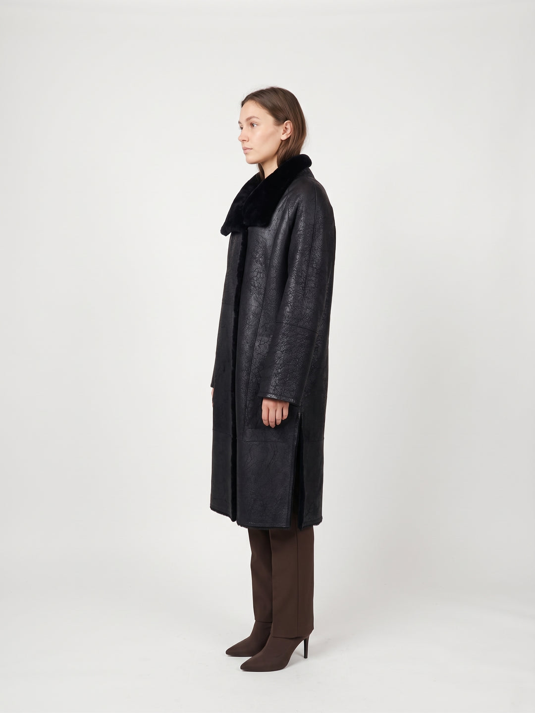 Jamie, 105 cm. - Colletto - Agnello Nappa - Donna - Nero