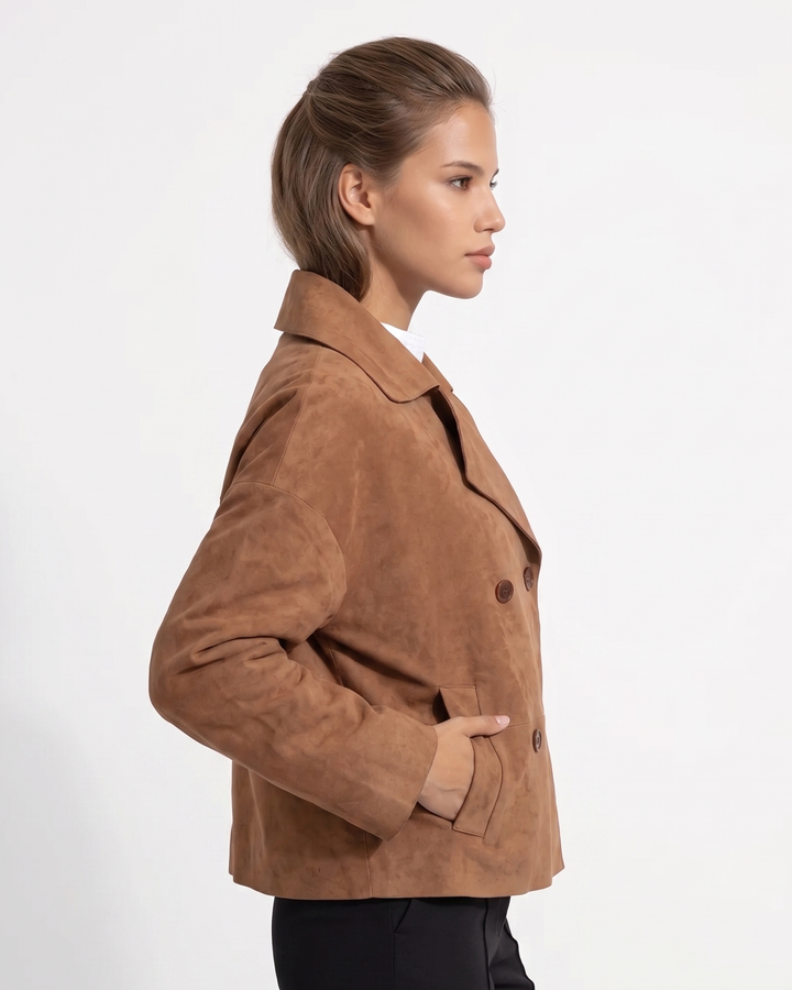 Adrina, 56 cm. - Geitensuèdeleer - Dames - Cognac