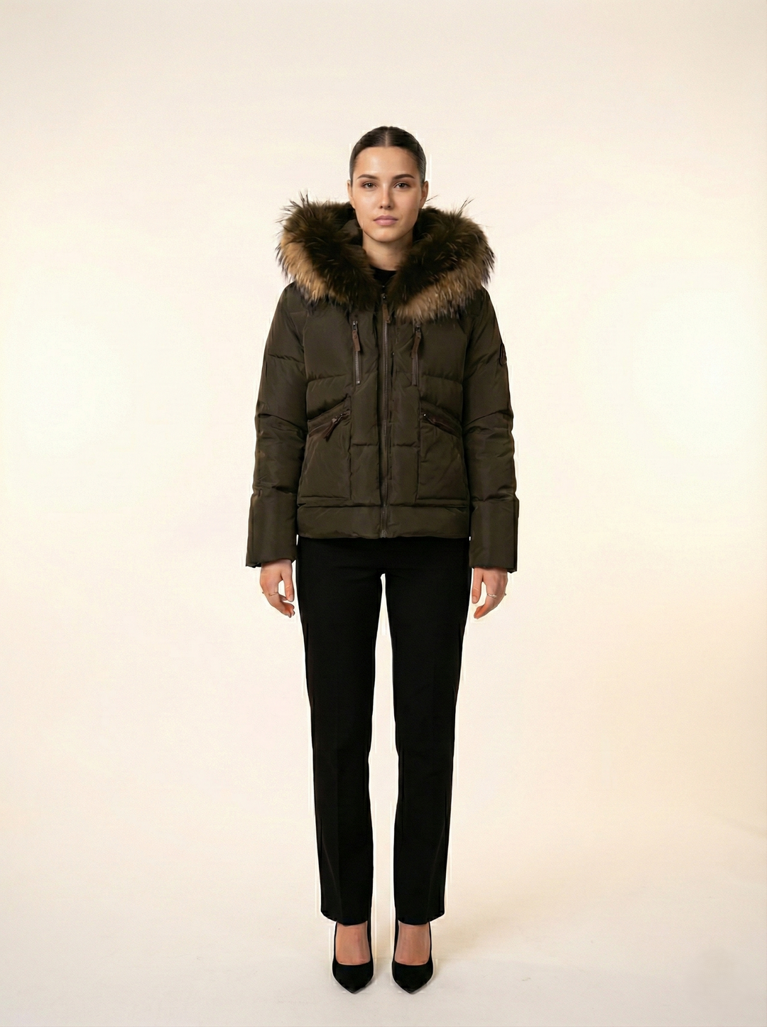 Fugge, 61 cm. - Hood - Down - Women - Army