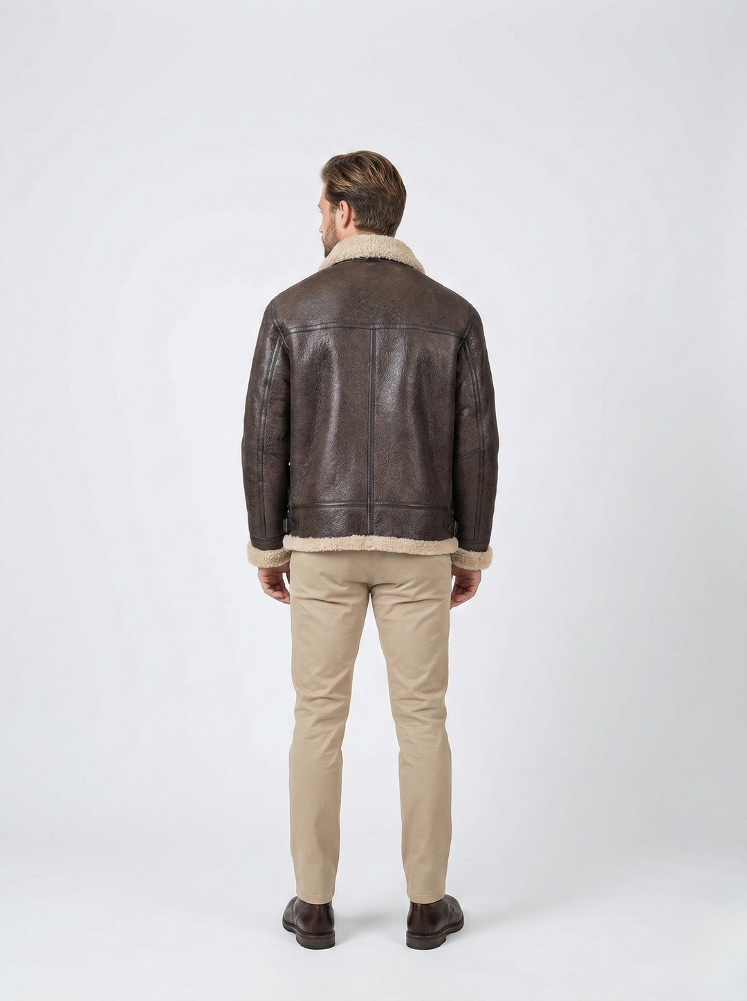 Elias, 68 cm. - Collar - Nappa Lamb Crack - Man - Brown scuro