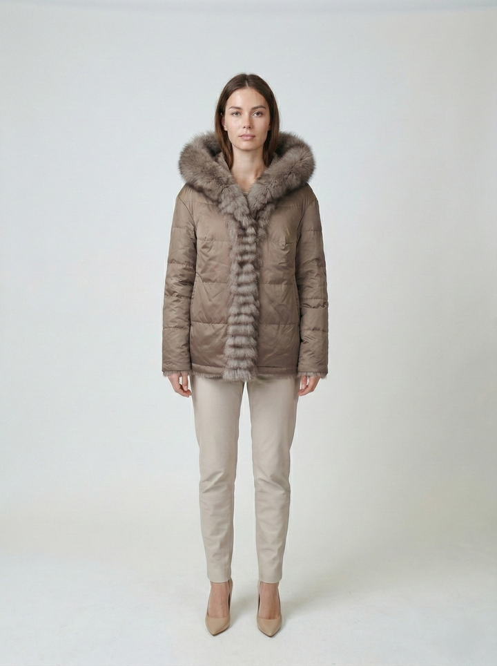 Journet, 65 cm. - Capuche - Renard - Femme - Sable