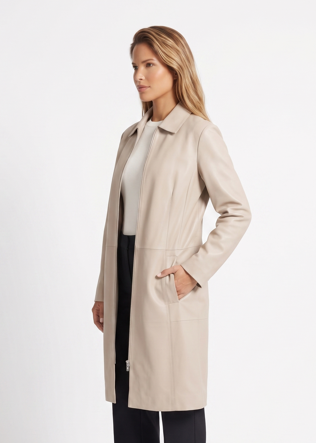 Elva, 96 cm. - Lamb Dior Læder - Damer - Sand
