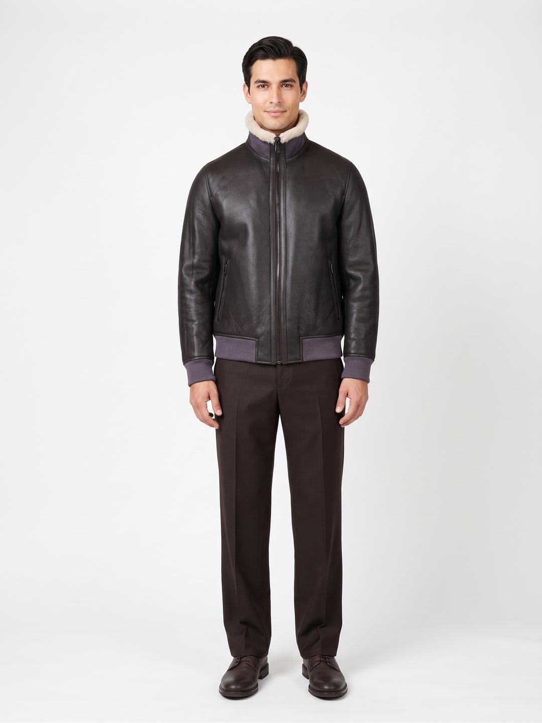 Iker, 66 cm. - Collar Nappa Lamb Crack - Man Dark Brown