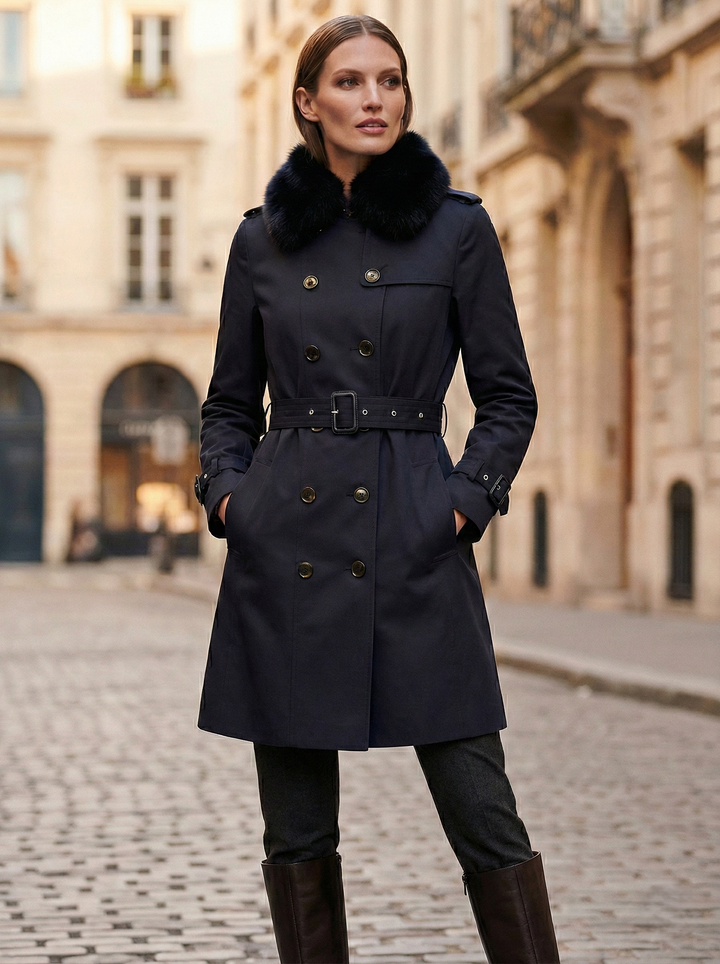 Floretta Trench Coat - Textil - Dam - Svart