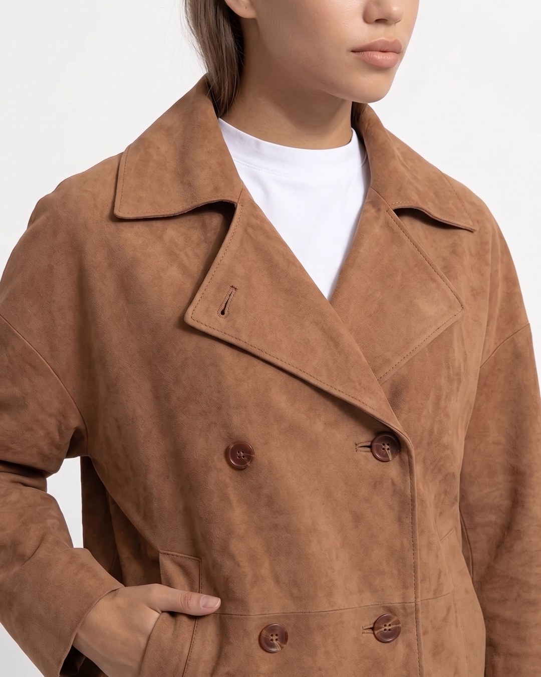Adrina, 56 cm. - Geitensuèdeleer - Dames - Cognac