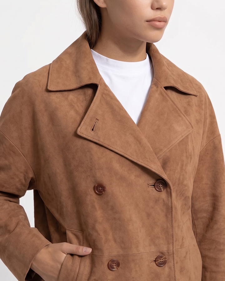 Adrina, 56 cm. - Geitensuèdeleer - Dames - Cognac