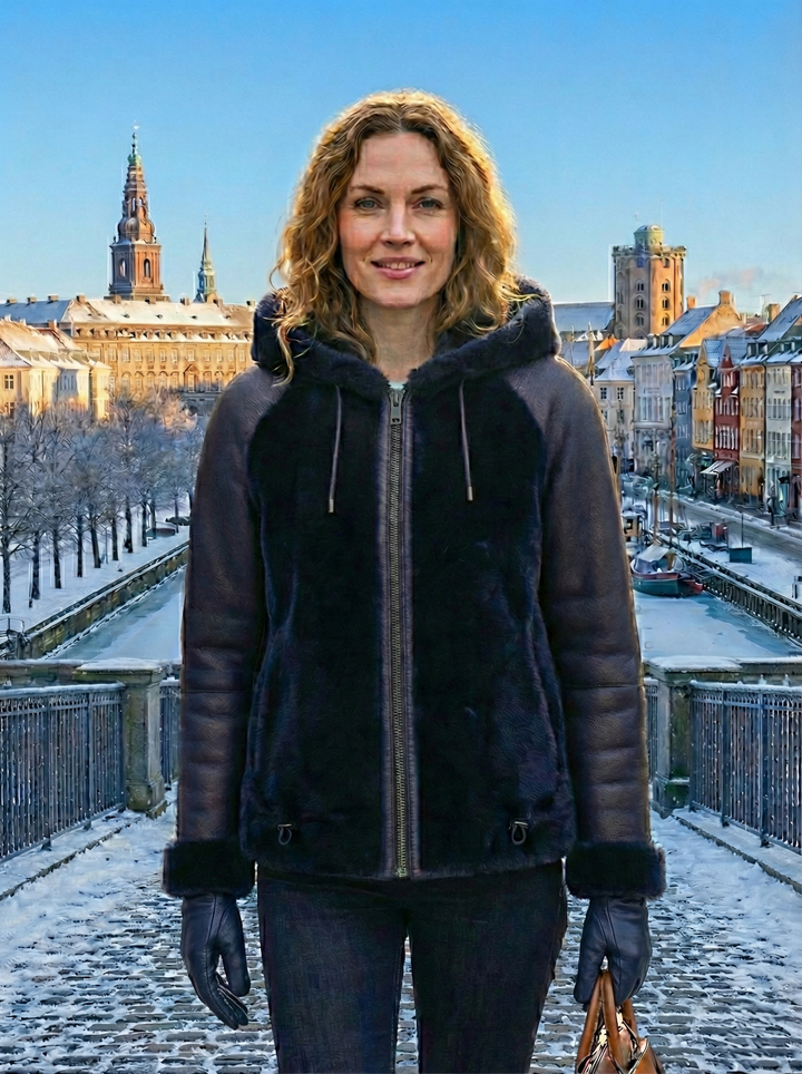 Hosana-b, 61 cm. - Hood - Nappa Lamb Crack - Femmes - Marine