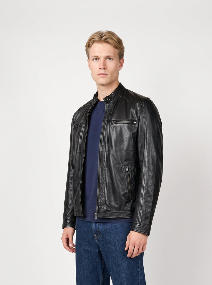 New Victor Lamb Polish Nappa Leather -Man Black