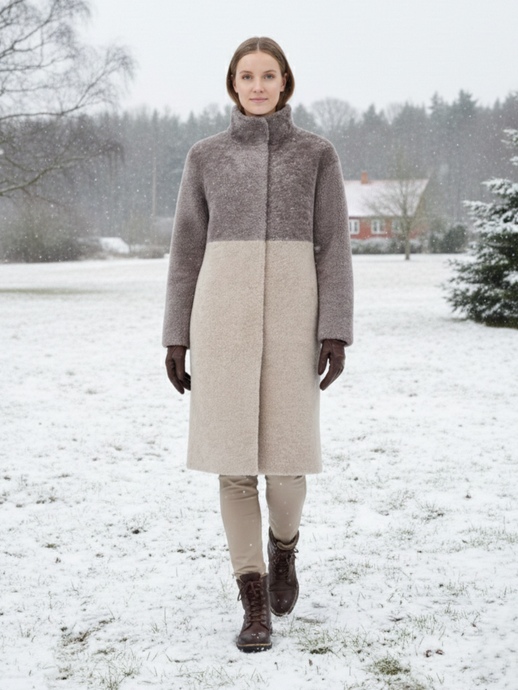 Filuka Filuka, 100 cm. - Collar - Cordero Rizado - Mujer - Latte & Dark Beige ...