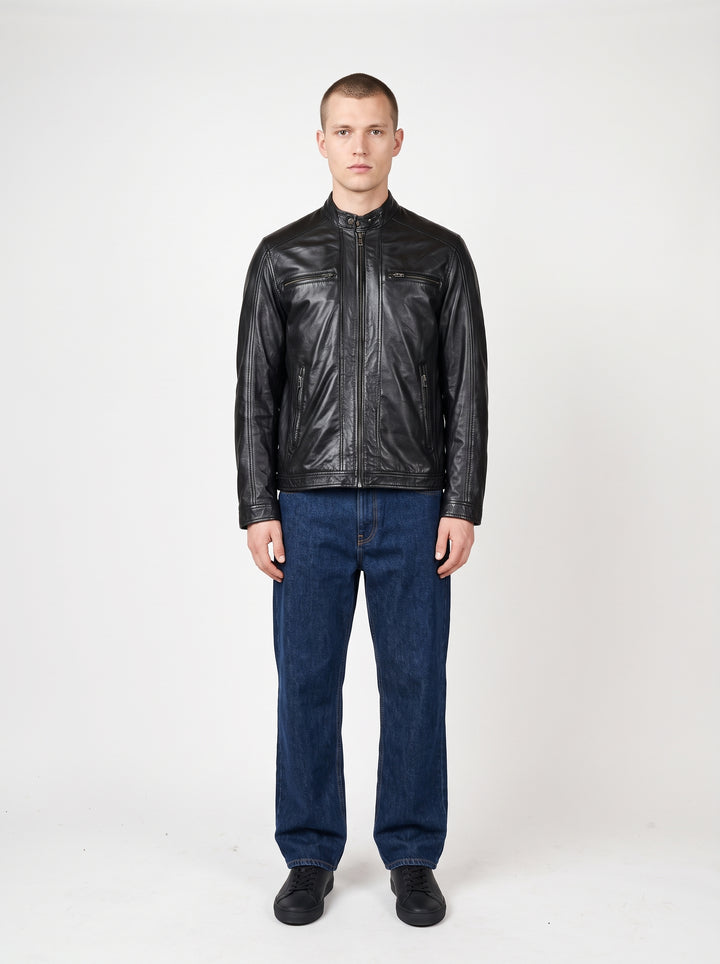 New Victor Lamb Polish Nappa Leather -Man Black