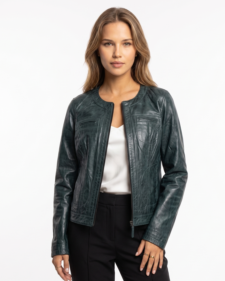 Chantel - Lam Malli Leer - Dames - Kopergroen
