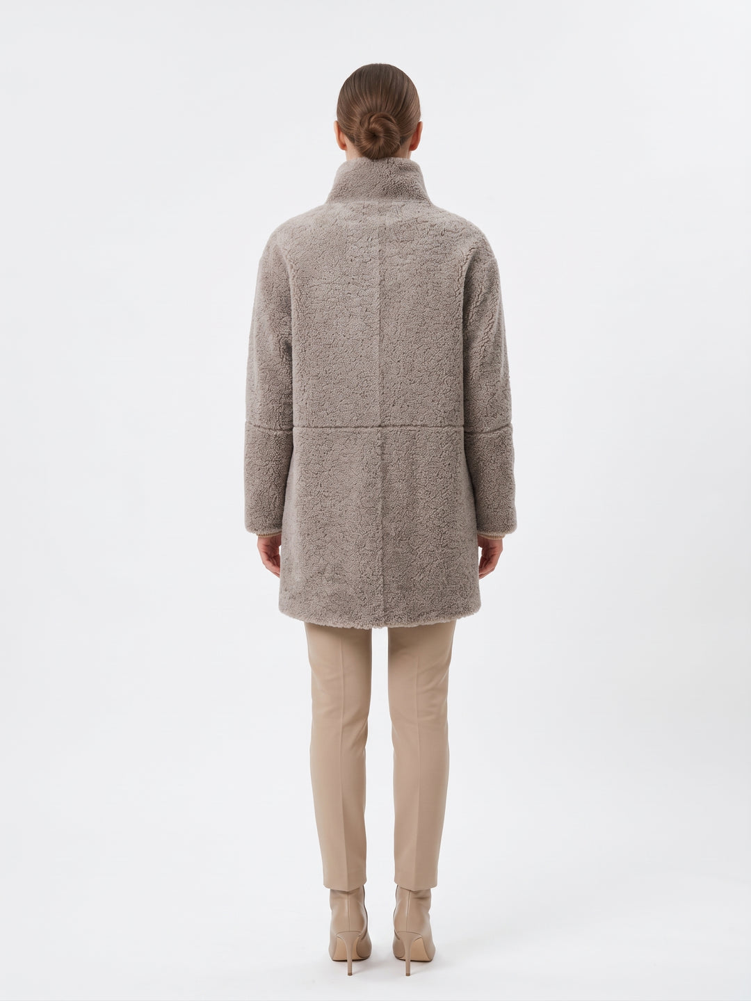 Jinane, 85 cm. Curly Lamb - Women Grey
