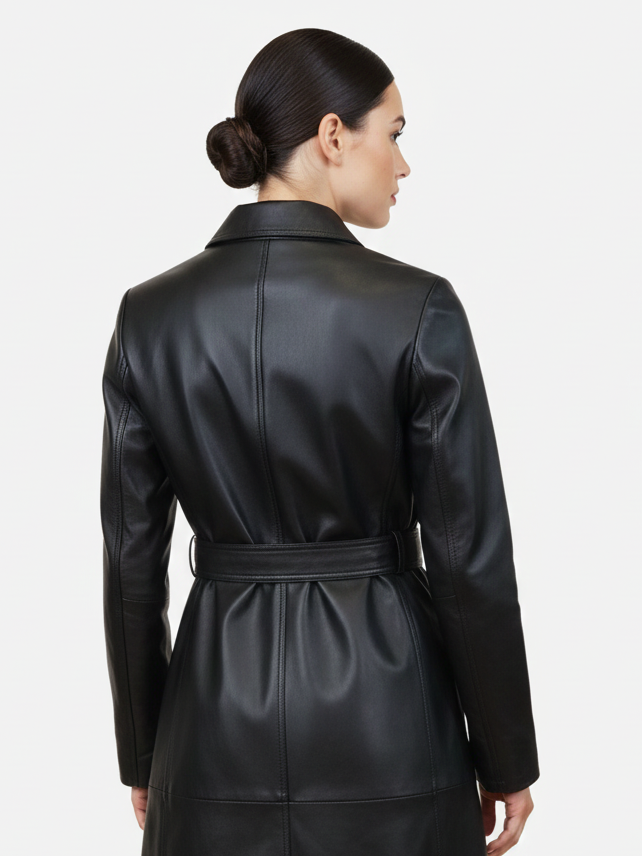 PRITTA, 100 cm. - Collar - Camen de cuero de dace grueso - Black