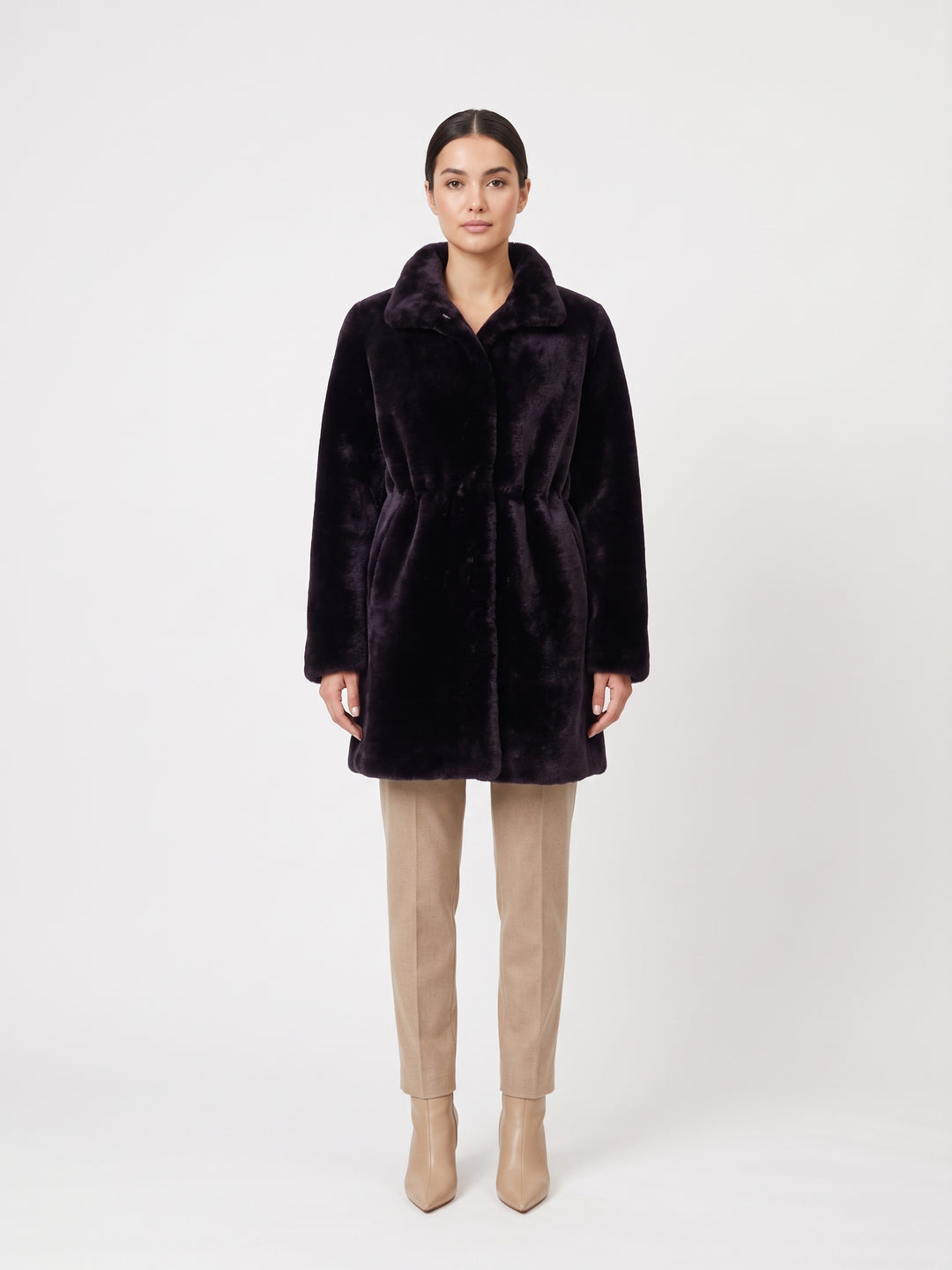 Harfleur, 85 cm. - Cordero Pelo Liso - Mujeres - Castaño Oscuro