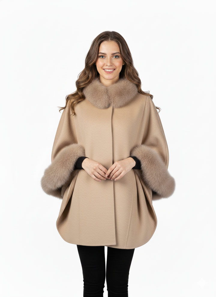 Damini Poncho, 75 cm. - Lã - Mulheres - Camelo