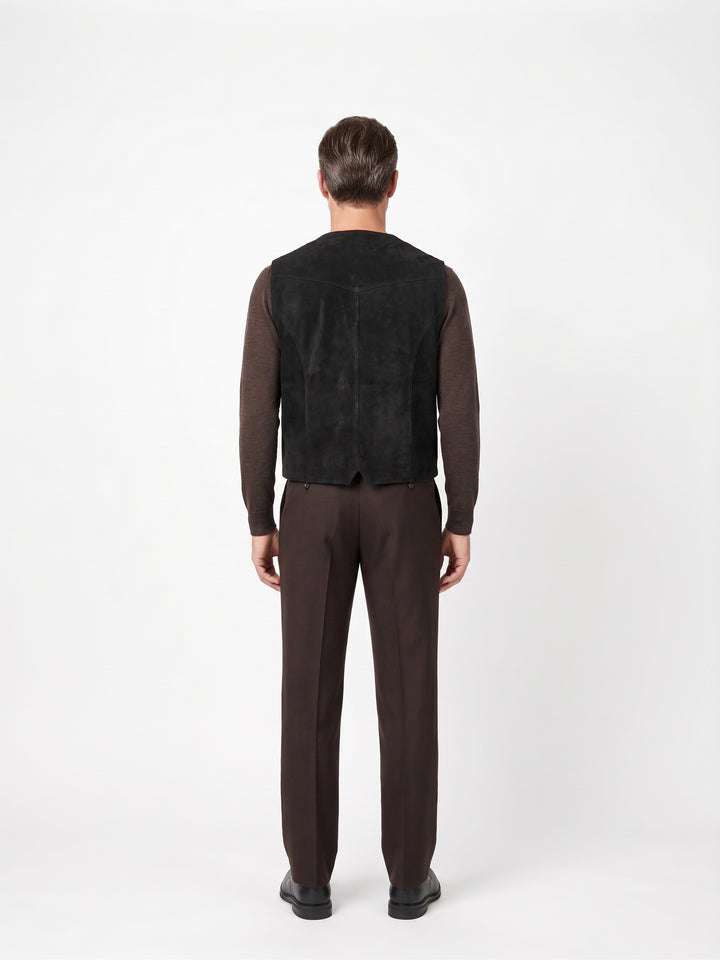 Nuovo Gilet 906 - Pelle di agnello nabuk - Uomo - Nero