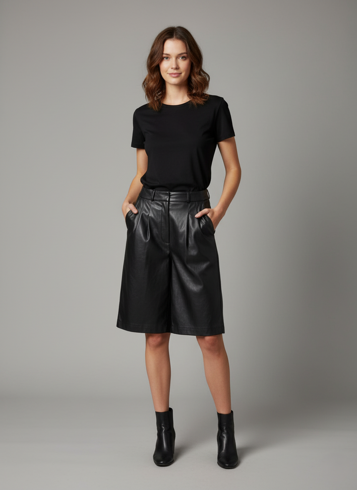 Marina Shorts - Lamb Thick Dace Læder -Damer - Sort