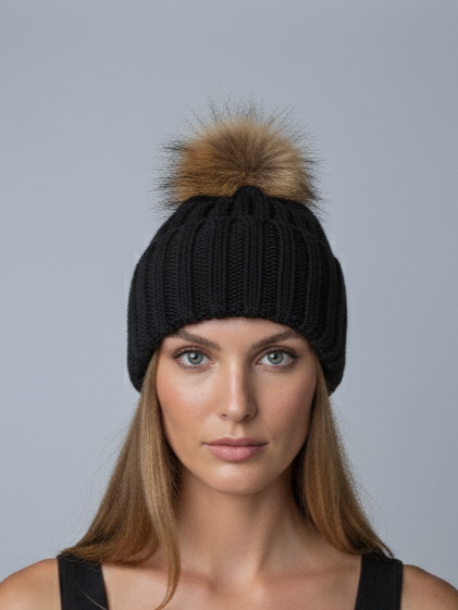 Cappello Beanie - Acrilico a maglia - nero