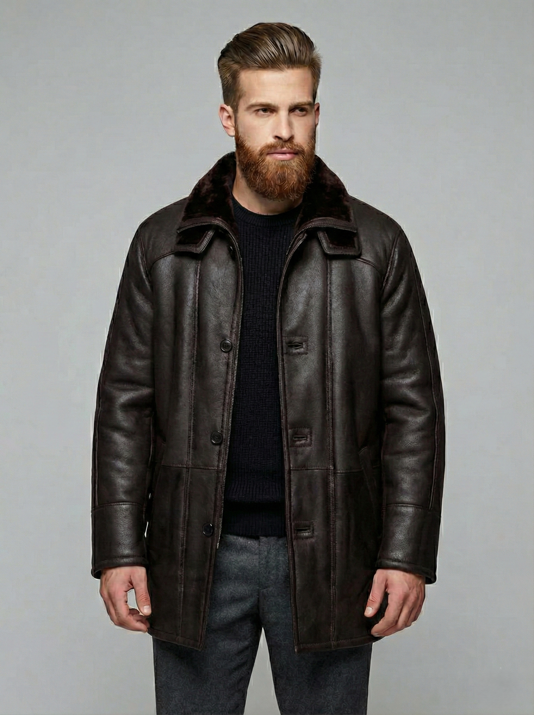 Owen, 85 cm. - Nappa Lamb Crack - Mann - mørkebrun