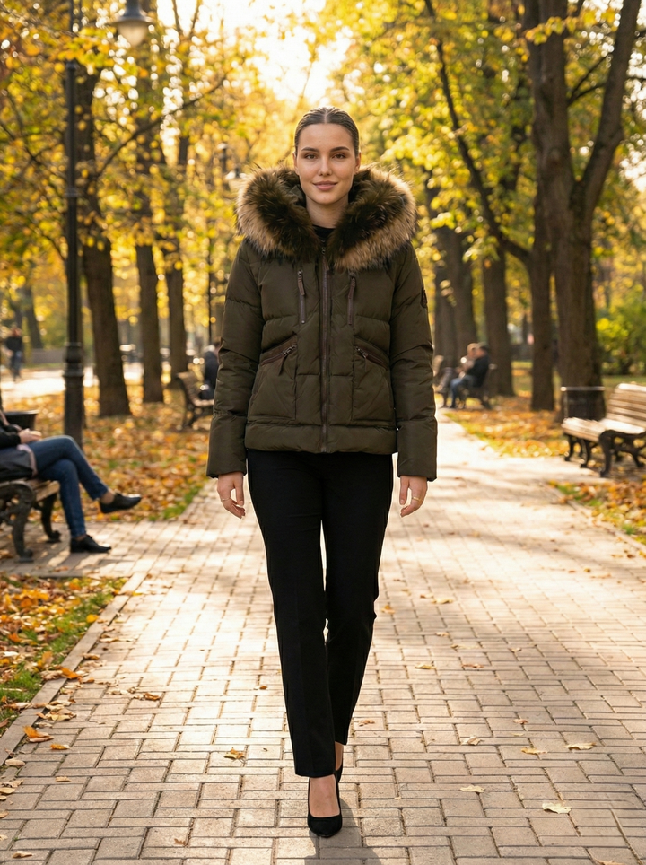 Fugge, 61 cm. - Hood - Down - Women - Army