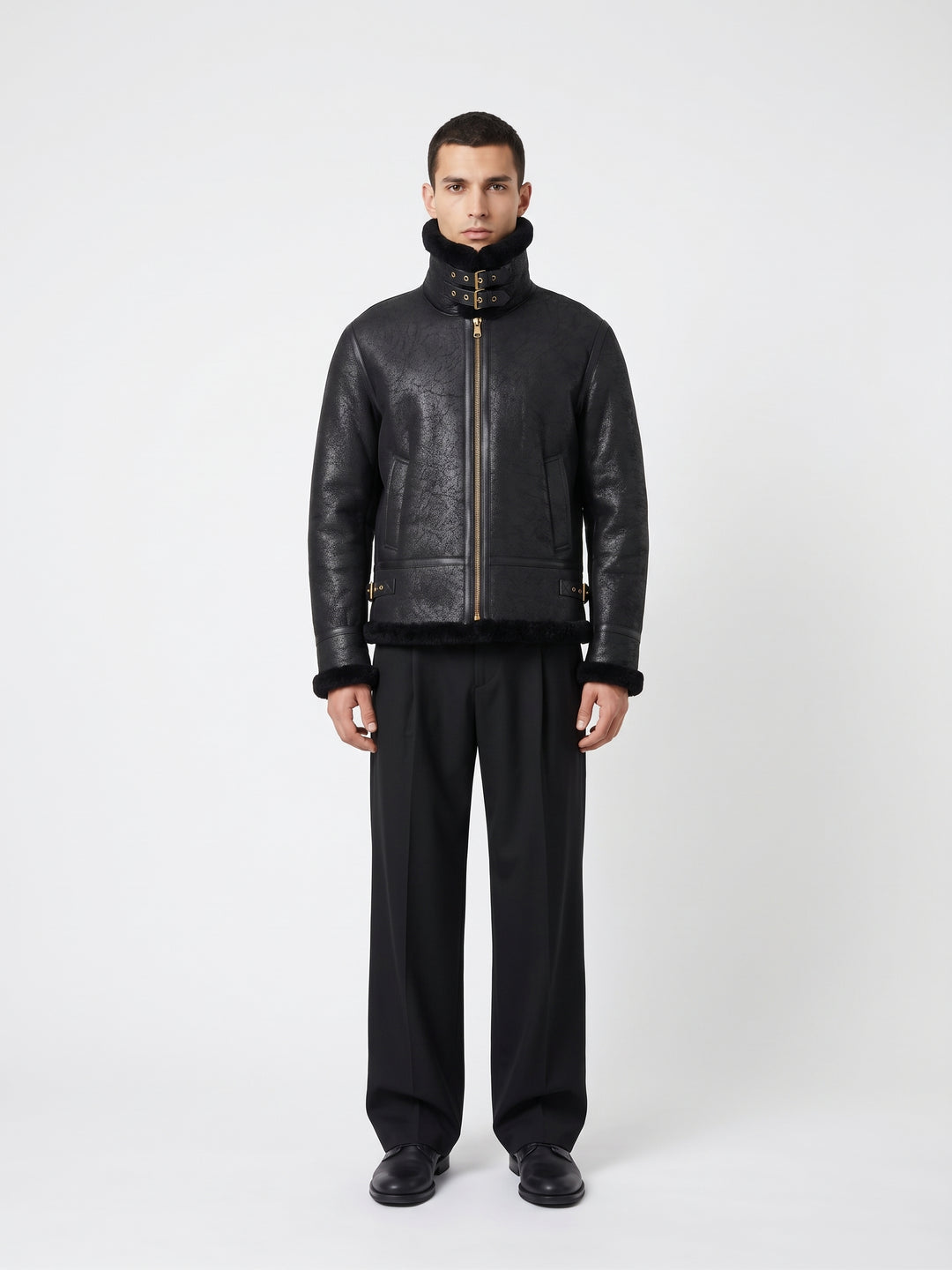 Joost, 68 cm. Nappa Lamb Crack Washed - Man Black