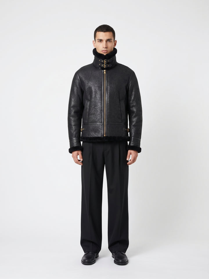 Joost, 68 cm. Nappa Lamb Crack Washed - Man Black