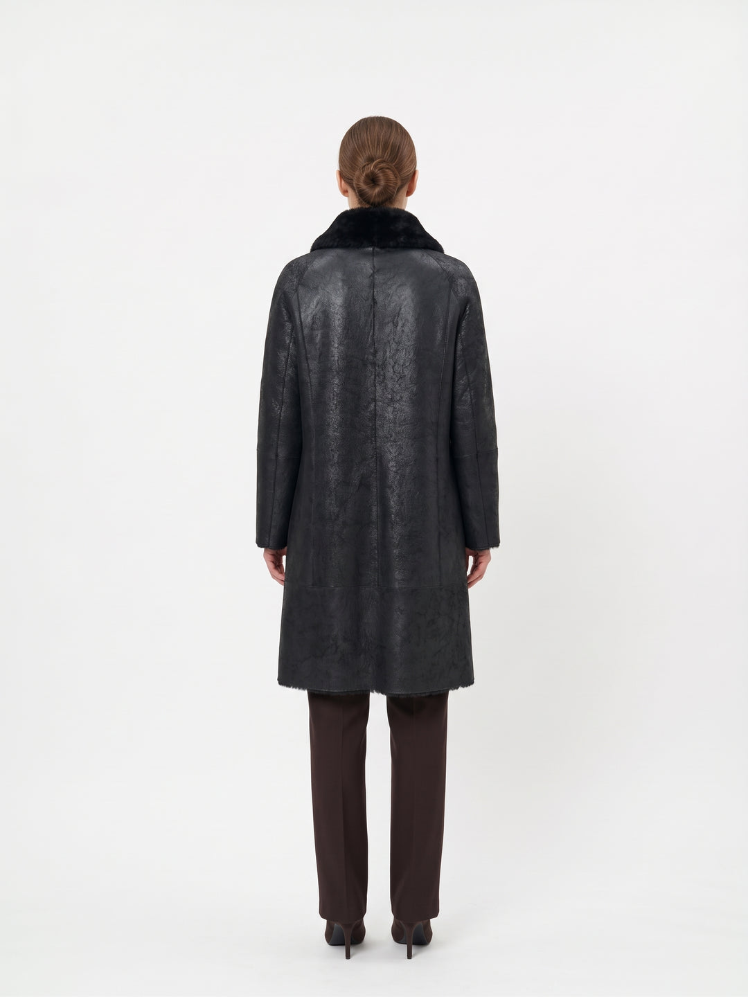 Jamie, 105 cm. - Colletto - Agnello Nappa - Donna - Nero