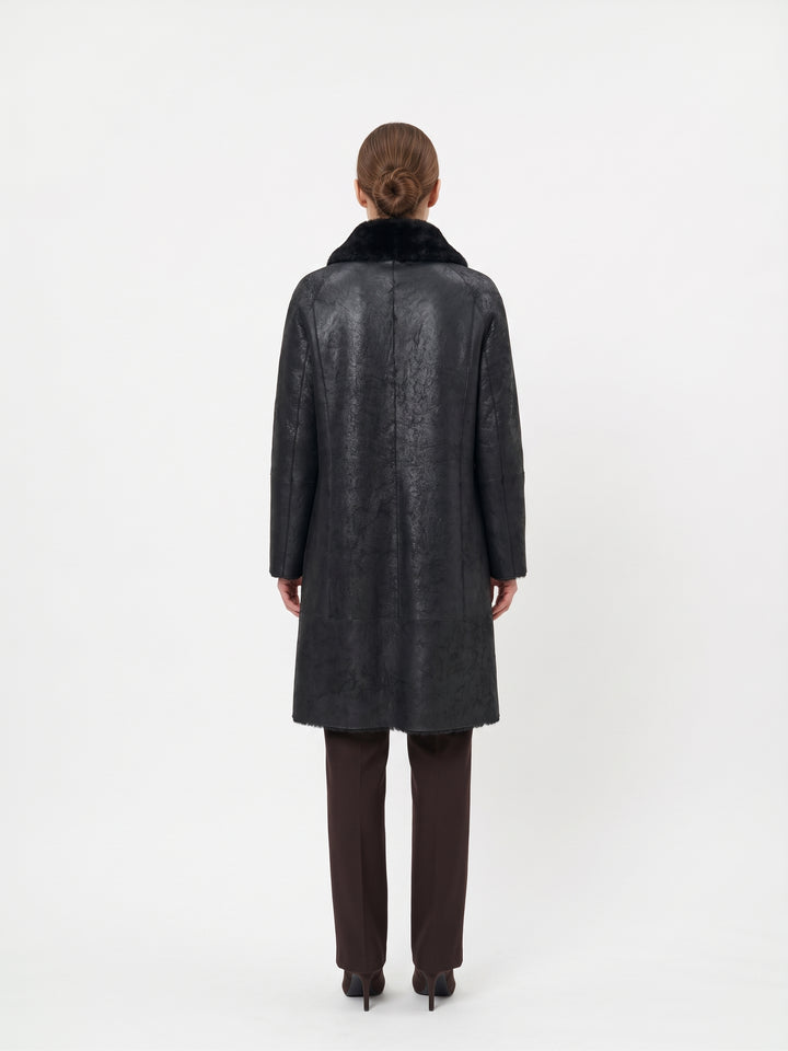 Jamie, 105 cm. - Colletto - Agnello Nappa - Donna - Nero