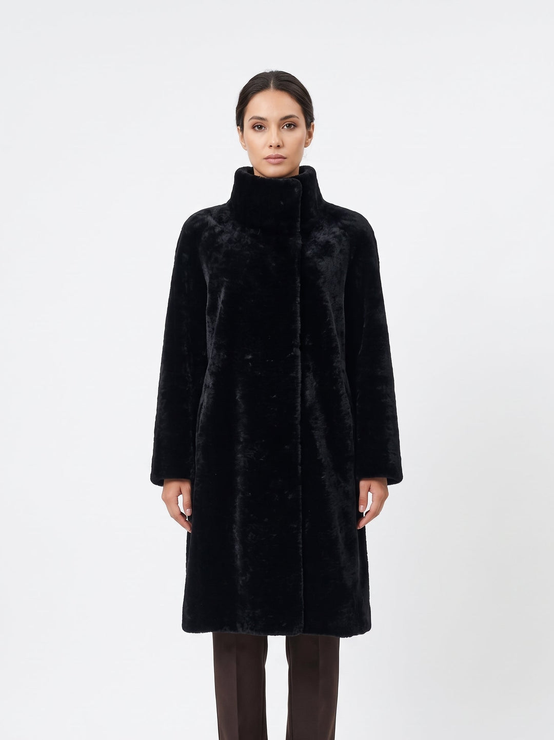 Jamie, 105 cm. - Colletto - Agnello Nappa - Donna - Nero